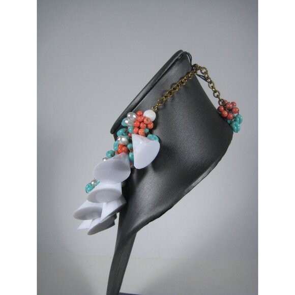 Julie Rubano Necklace Statement Chunky Lucite Imitation Pearl Cluster Bib 13 in - Picture 7 of 9